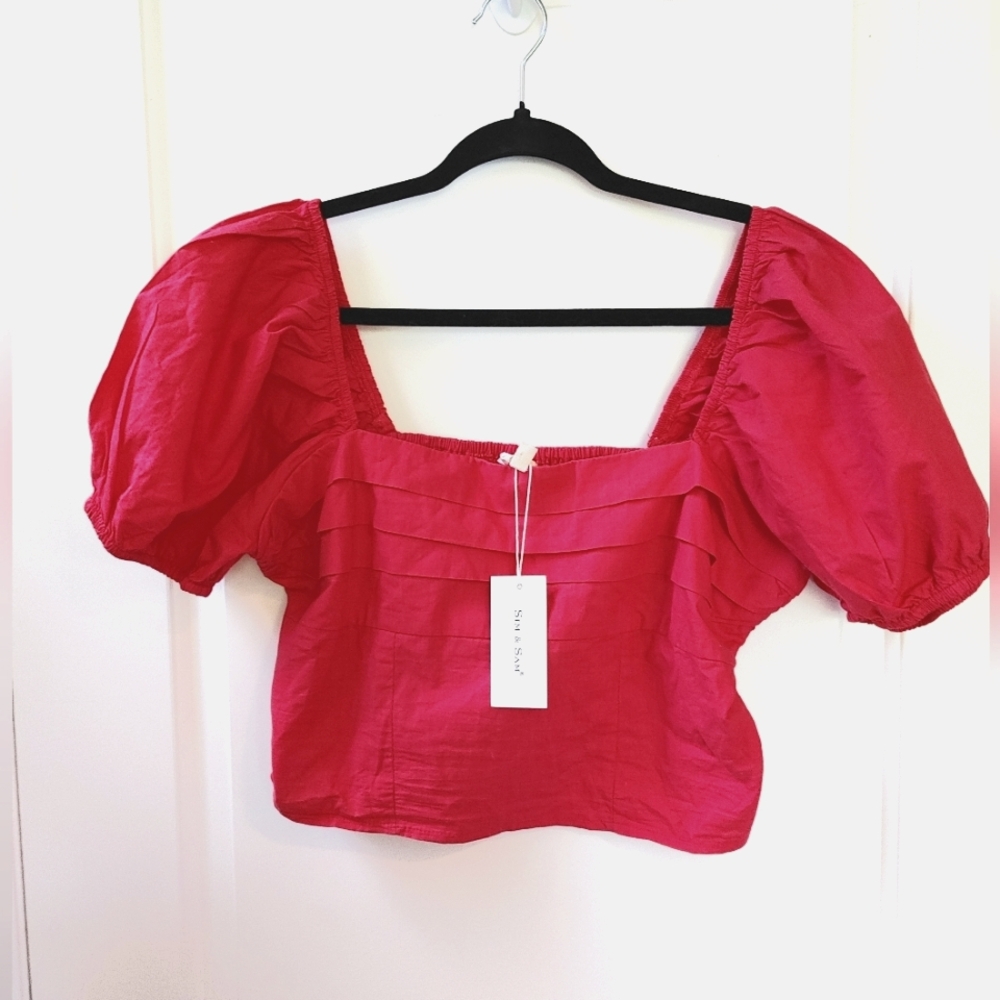 #31 Sim & Sam Pink Flame Crop Top ~ Size XL